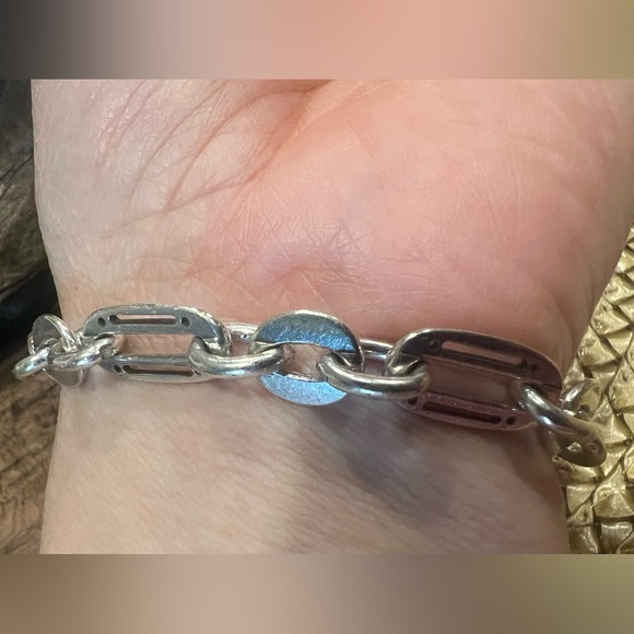 Brighton Fine Silver Plated Bracelet Chain Links Charm  With Heart Pendant Tag - Picture 9 of 14